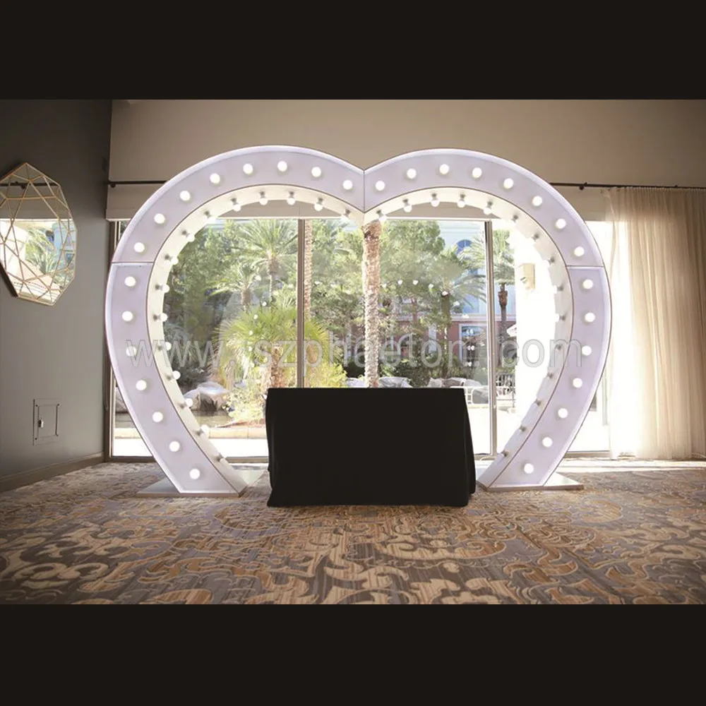 Light up wedding metal arch for wedding hall decoration
