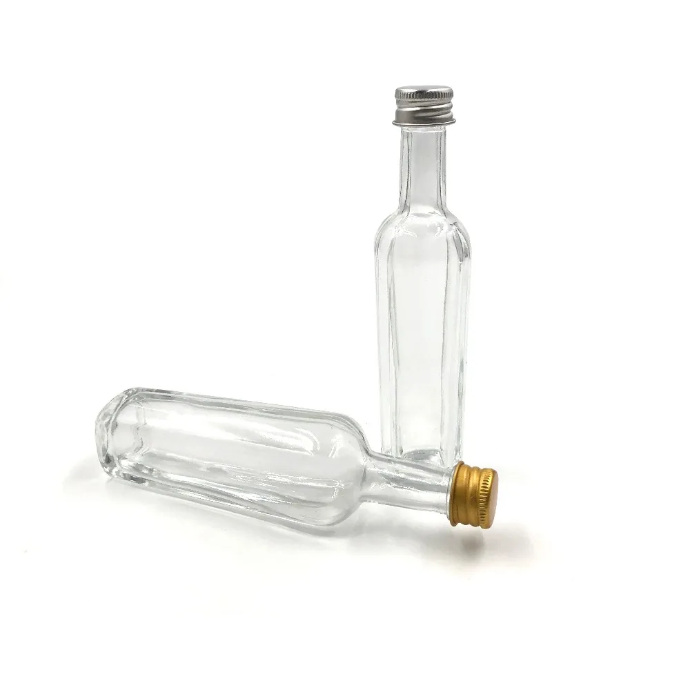 50ml square mini glass liquor spirit bottle with caps
