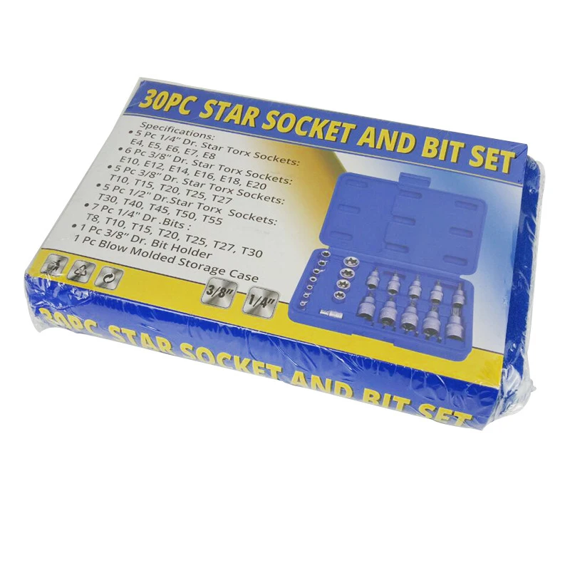 Набор из 30 шт. шестигранных звездообразных насадок с шестигранным хвостовиком, переходник с винтовым отжимом, муфта, инструменты для ремонта автомобиля, защита от вскрытия