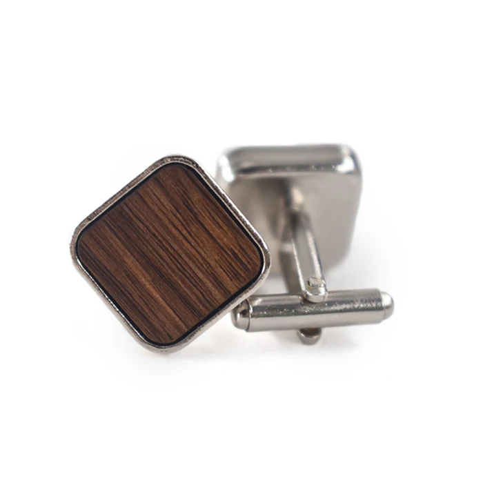Французские запонки ручной работы из ореха, мужские запонки с индивидуальным логотипом из нержавеющей стали и дерева, квадратные запонки
