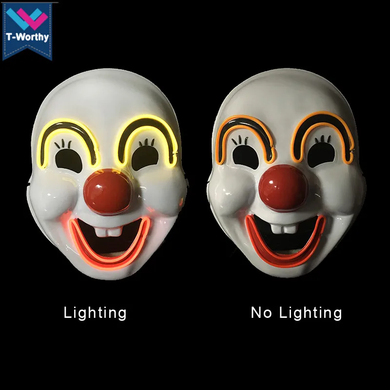 TW-2082 Party Mask Light Up Red Nose Clown Mask Carnival Party Flashing Clown Masks