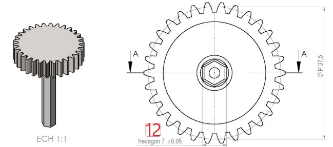 OEM CNC Machining Transmission Parts Metal Spur Gear Shaft