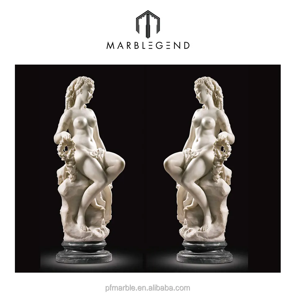 Hand caved nude man and woman marble sculpture