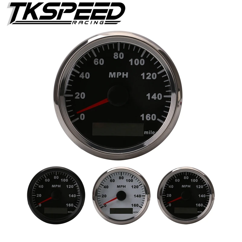 
GPS 12V 24V Universal MPH Speedometer Odometer Black Background For ATV UTV Motorcycle Marin 