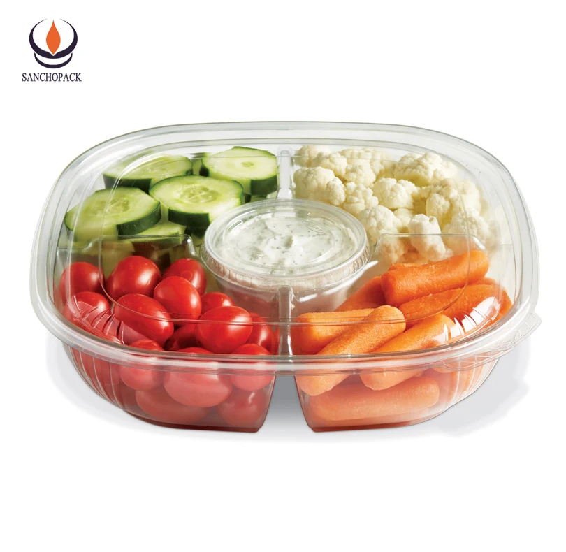 
Takeaway disposable pp plastic food container with divider 