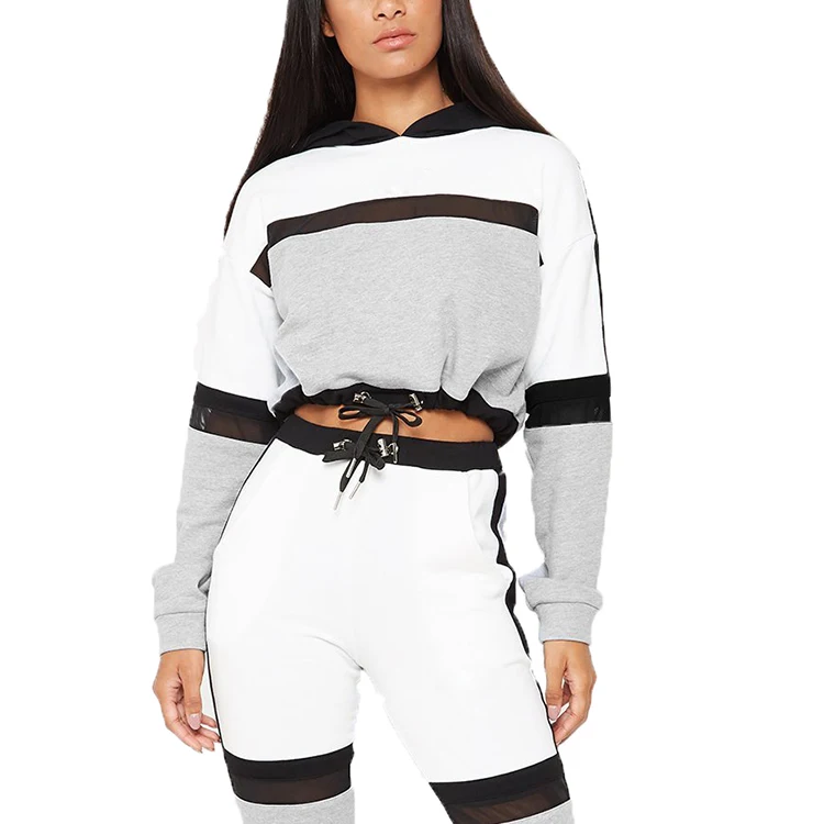 
Two piece track suit women hooded tracksuit cotton training suit fitted tracksuit 