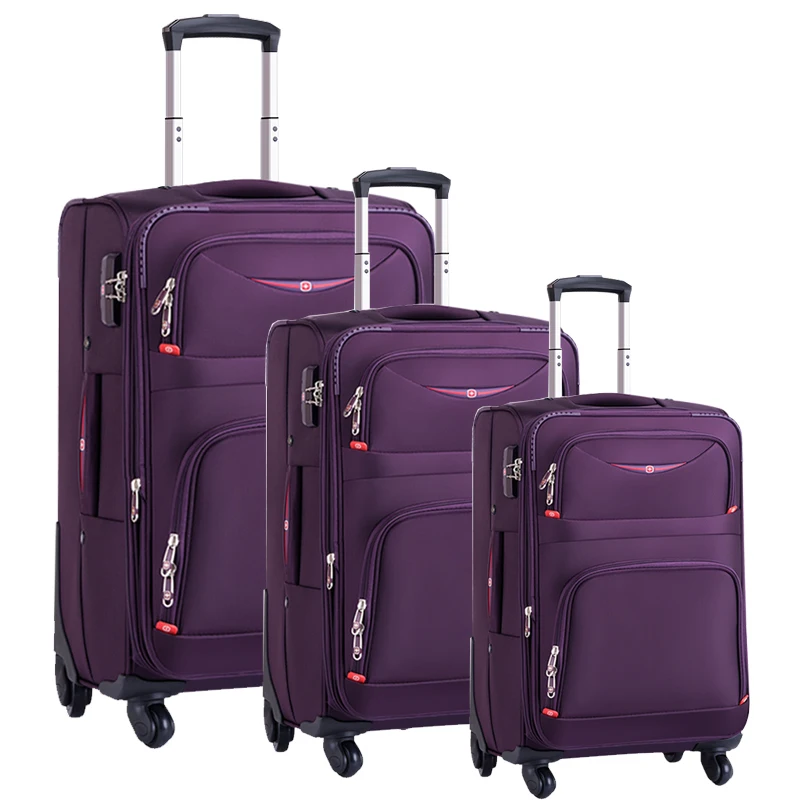 
Hot selling 3pcs set 20 24 28 inch trolley suitcase roller luggage bag 4 wheels soft 18 22 26inch nylon luggage sets 
