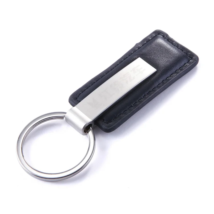 Black leather keychain Car brand logo Pu keychain logo custom key chain