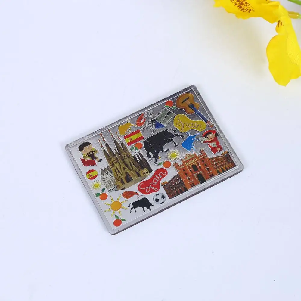 Hot selling customized 3d souvenir gold aluminum foil tourist souvenir fridge magnet