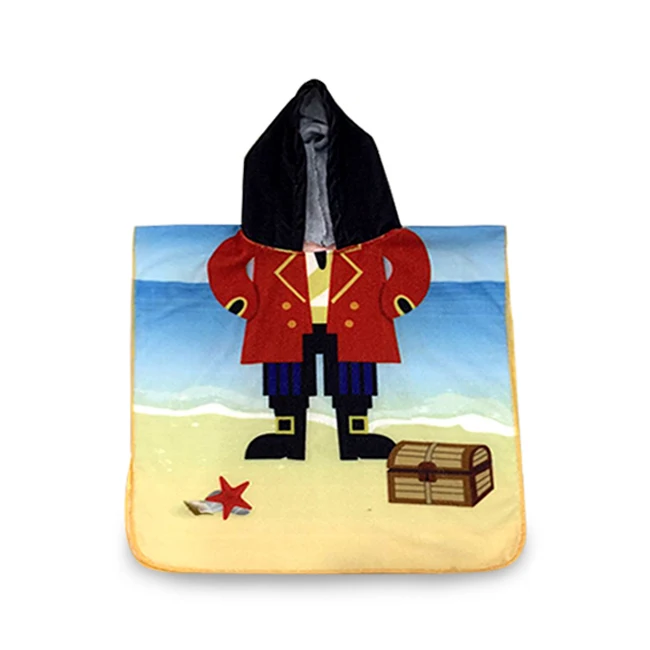 
Custom Logo Kids Beach Hooded Poncho Towel Knitted Boys Girls Mermaid Towels For Children 