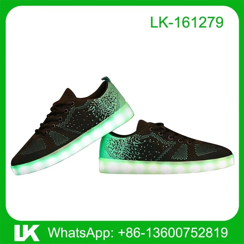 Flying knit led lights skate shoes, flying knit skateboard shoes, led skate shoes for men