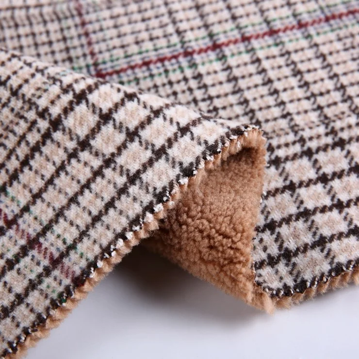 
 Клетчатая замшевая ткань с флисовой подкладкой для индийской одежды  