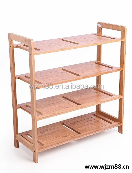 2 layer bamboo shoes rack with box