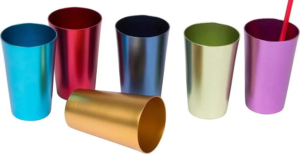 Aluminum Drinking Tumblers,VINTAGE COLORED ALUMINUM TUMBLERS METAL DRINKING CUPS COCKTAIL cup ,16oz Retro Aluminum tumbler