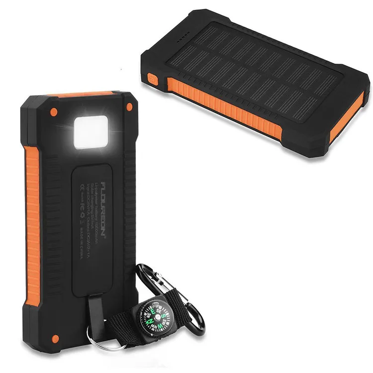 Custom printed promotional solar power bank solar charger LED charger carabiner power bank