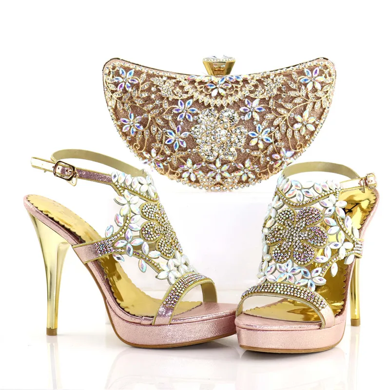 Rortydream beautiful red lady party shoes and bag wedding crystal shoes 12cm ladies high heel shoes 8886-4