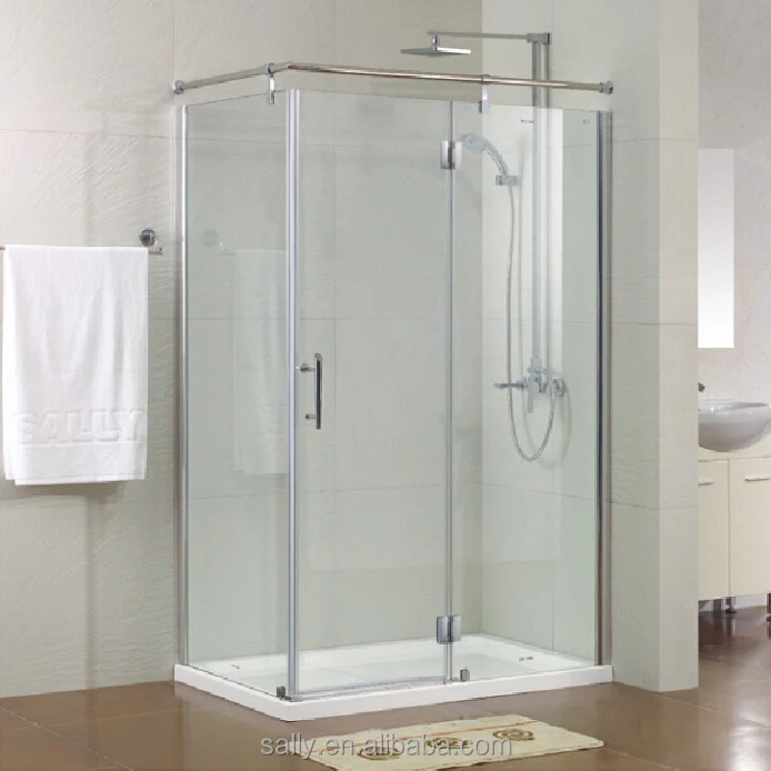 Frameless 8mm tempered glass hinge shower door Stainless Steel handle shower enclosure
