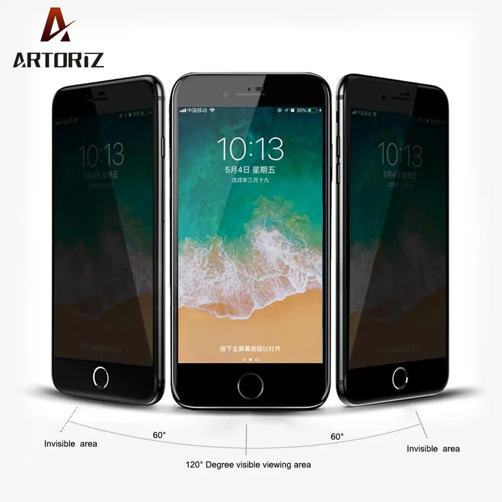 ARTORIZ Anti-spy Anti Peeping Tempered Glass Scratch Prevent Cell Phone Privacy Screen Saver Protector for iPhone 7 8