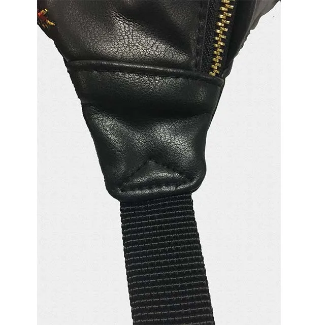 Customized classic Crossbody Bag Chinese dragon PU leather applique Fanny Pack Embroidery waist bag