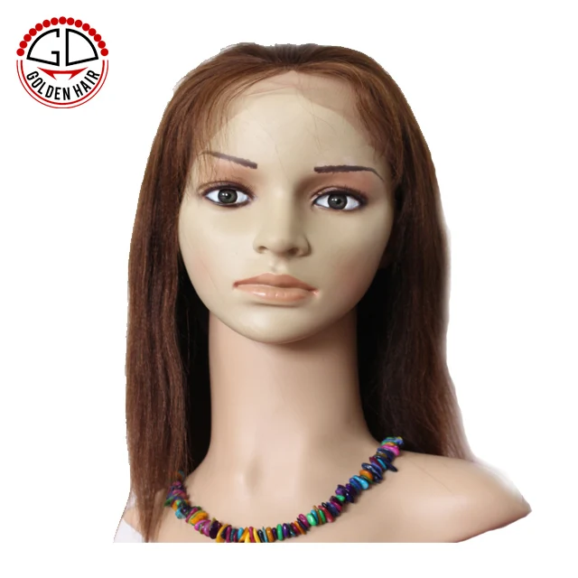 Golden Hair Yaki Straight Blonde Human Hair Short Brazilian Full Lace Wigs