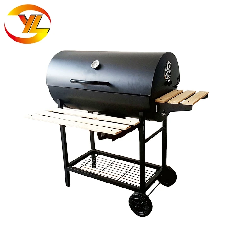 Popular Trolley Large Barrel bbq charcoal grill with two shelves