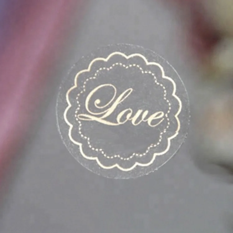 
Custom Transparent Gold Foil Stickers Clear PVC Sealing Vinyl Labels 