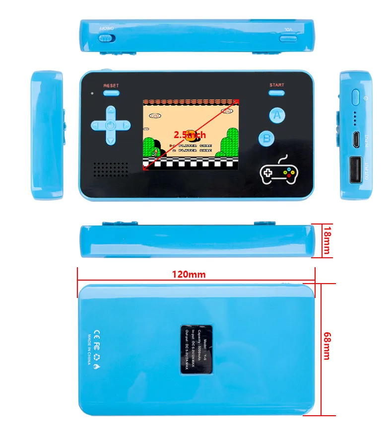 188 игровая консоль Power Bank с большой емкостью портативная Ретро Классическая игры Powerbank 5000