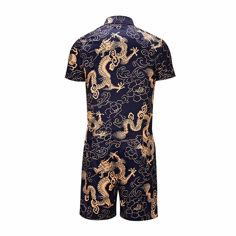 casual fashion 3d dyed sublimation print jumpsuit for men
