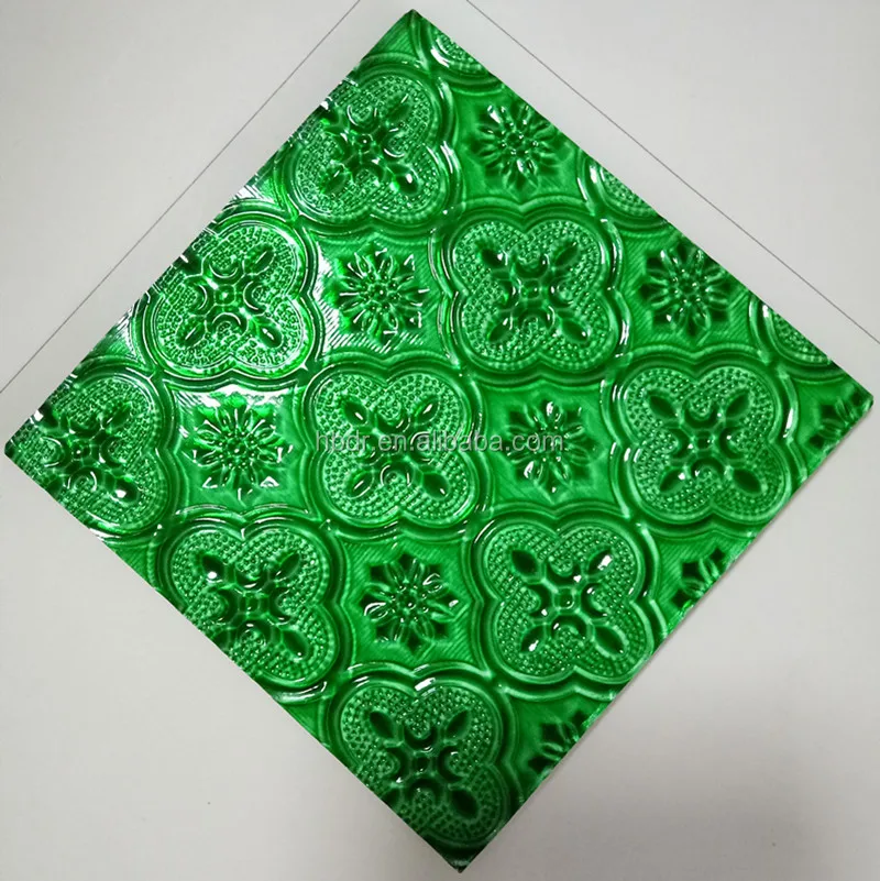 3-8mm colored embossed patterned glass 3D decorative acid etched glass