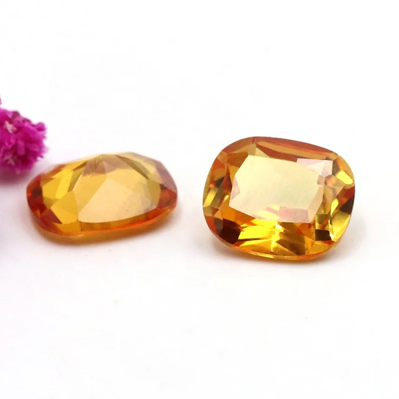 Cushion Cut Synthetic Yellow Corundum Lab Yellow Sapphire Synthetic stone