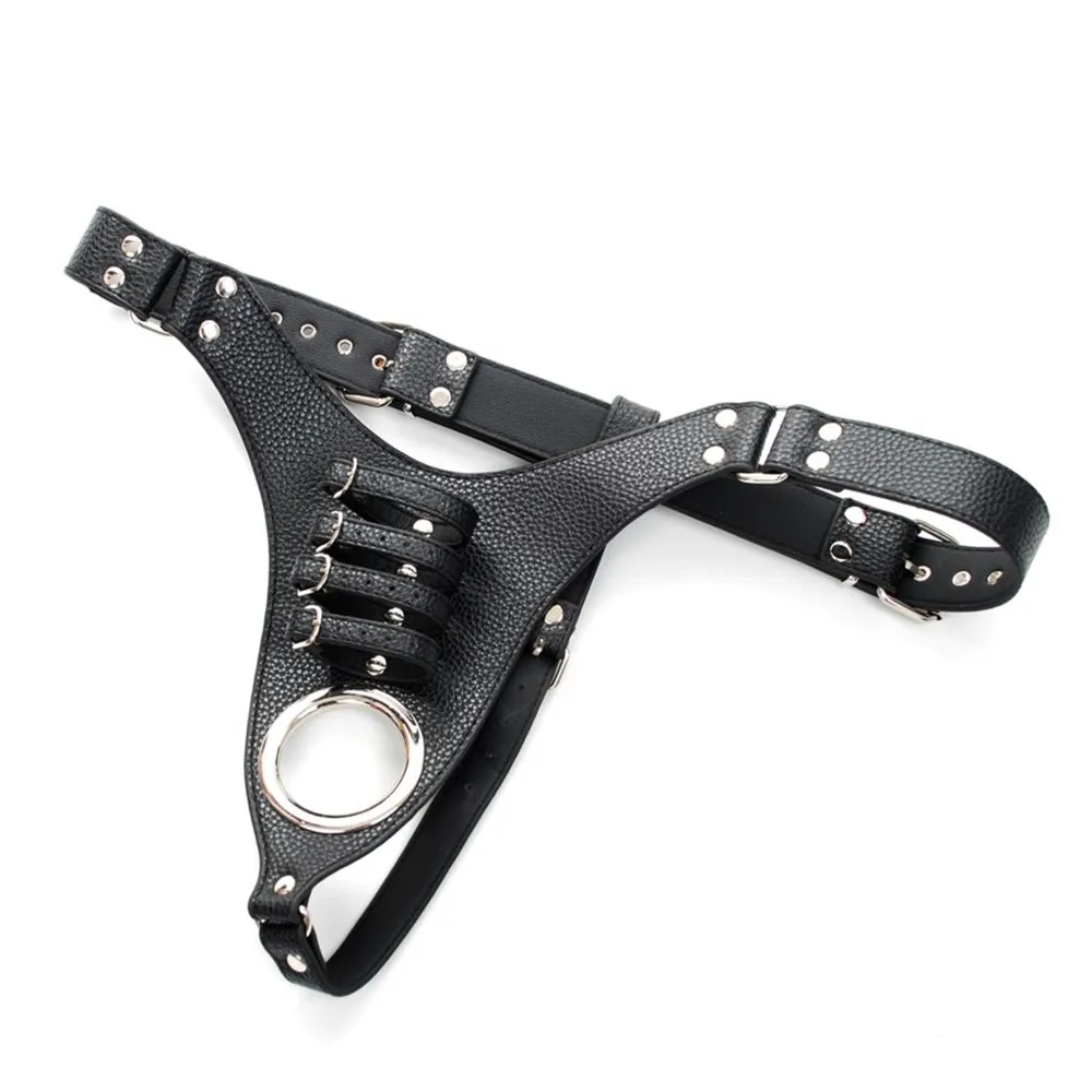 Leather Chastity Cock Cage Fixed Penis Ring Male Chastity Device Belt Penis Sleeve Bondage Devices Male Leather Bondage