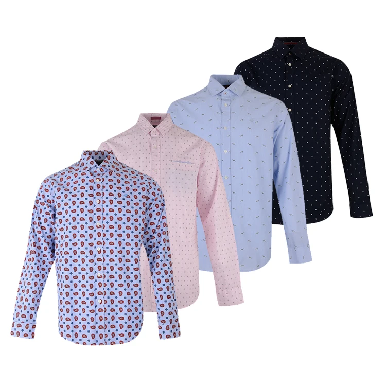 New arrival poplin cotton printed button up wholesale black formal shirts for men