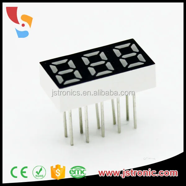 Jstronic Single line 6 pins red/blue/green/yellow 0.25 inch 3 digit small 7 segment led display