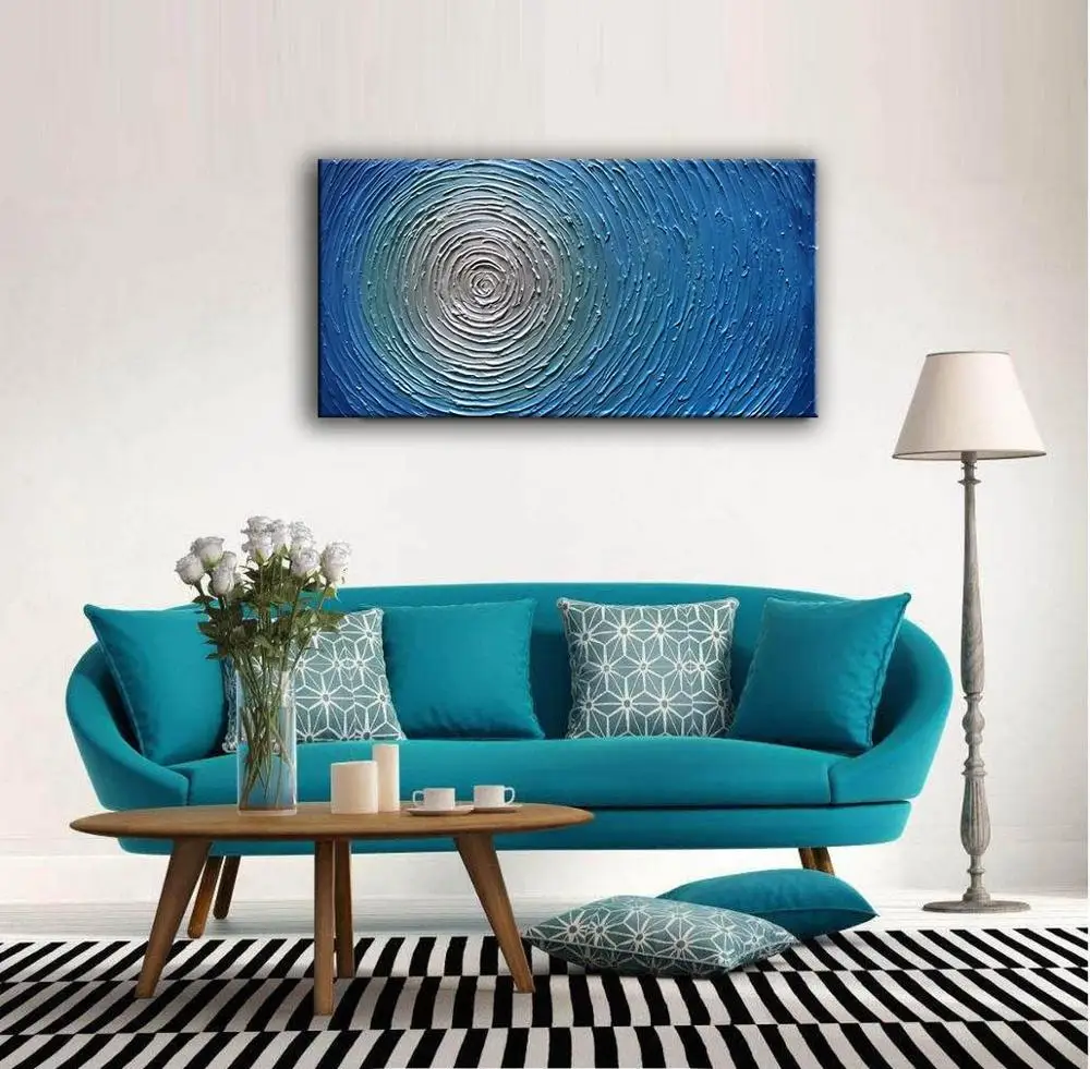 Light Blue Texture Oil Painting on Canvas Abstract Art Pictures Canvas Wall Art