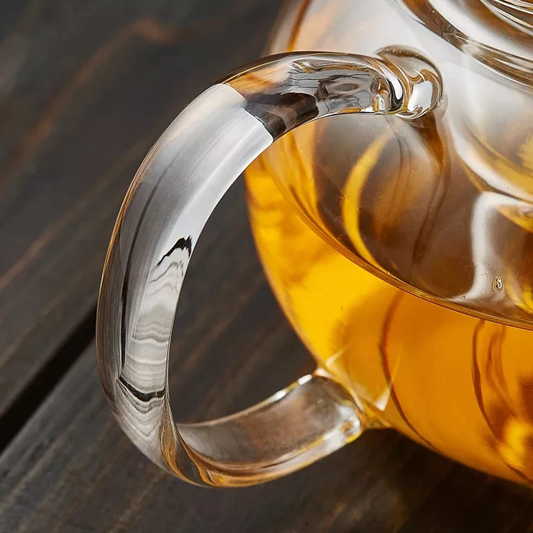 handblown heat resistant pyrex glass teapot 800ml personalized handmade glass teapot with 304ss filter