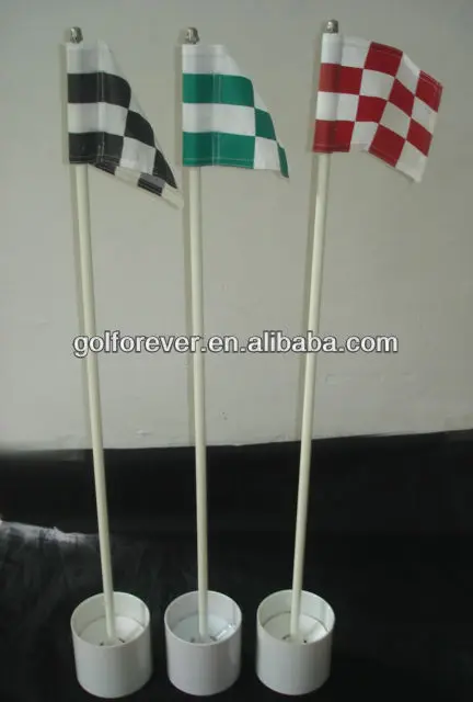 golf practice flag pole marker with stripped fiberglass stick