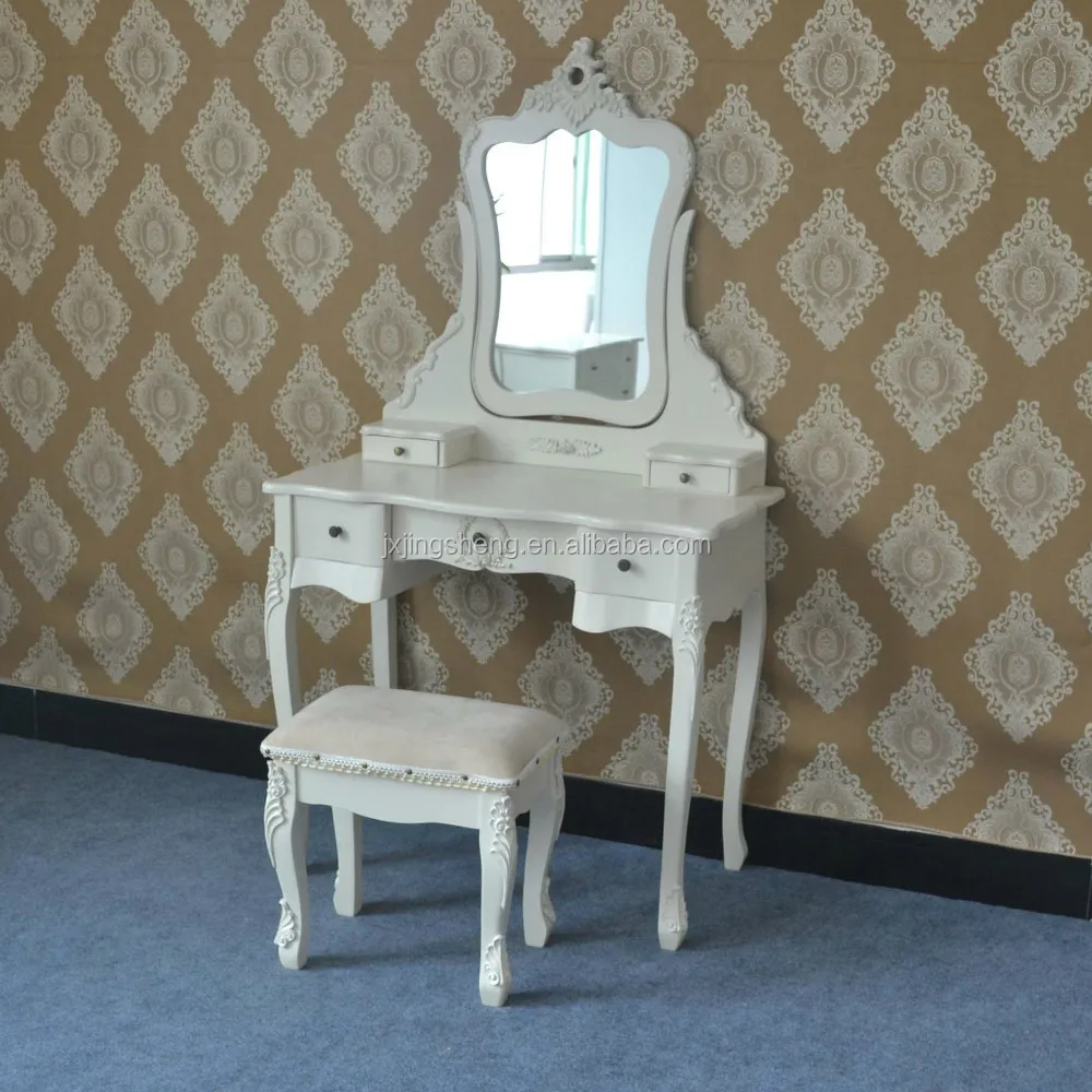 Antique Reproduction French Chic Style Dressing Makeup Vanity Table for Bedroom