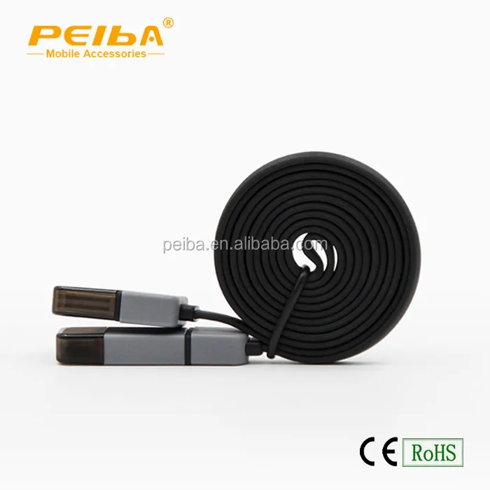 
PEIBA new design 2 in 1 usb data line, micro usb cable bulk buy from china, 2 in 1 usb cable micro usb data 