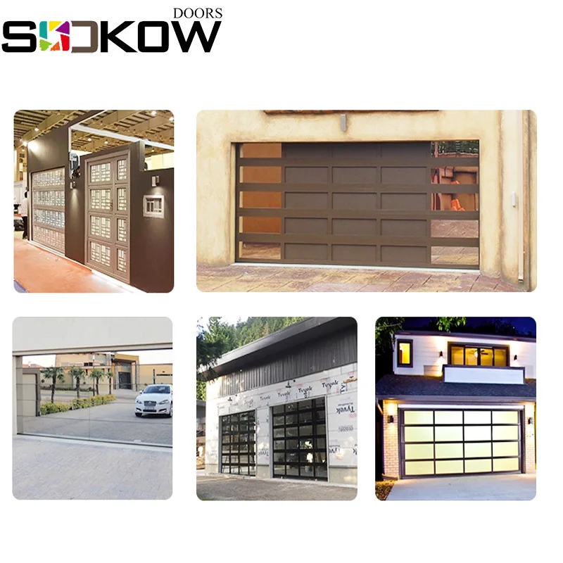 aluminum tempered glass insert sectional garage door