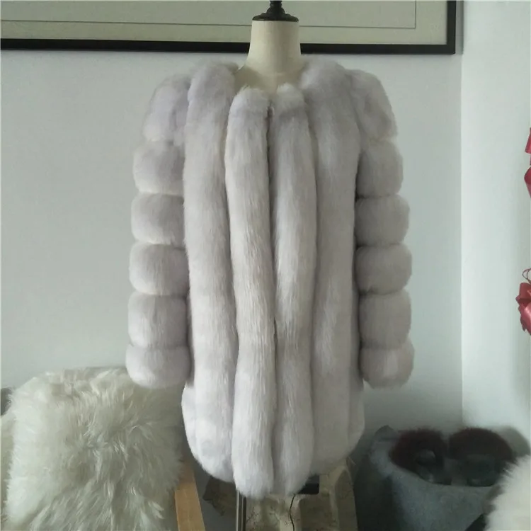 Fashion Winter Fur Coats Women Warm Red Fox Fur Coat Long Sleeve Faux Fur Coat