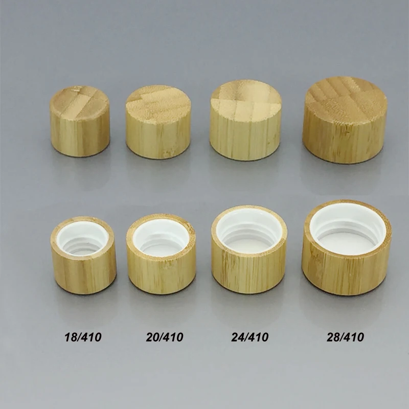 20/410 plastic screw cap bamboo cap 20 mm wooden bottle cap cosmetic packaging