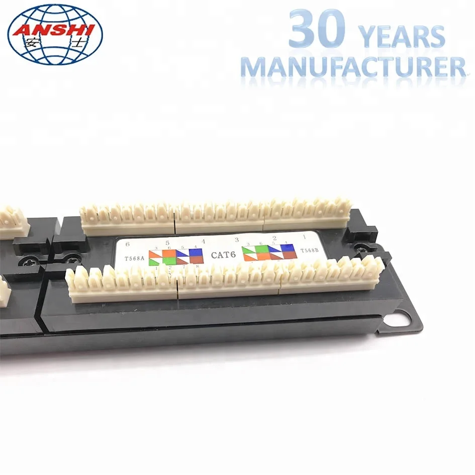  ANSHI CAT6 RJ45 10 дюймов 12 портов 110 idcunэкранированная UTP патч-панель