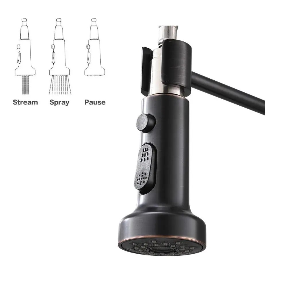 Kitchen Faucet Rubbed Bronze, Single Level for Kitchen Sink Kitchen Faucets With Pull Down Sprayer