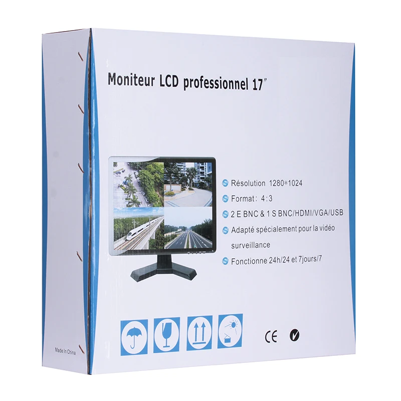 19' square screen black white color computer led monitor with folding stand