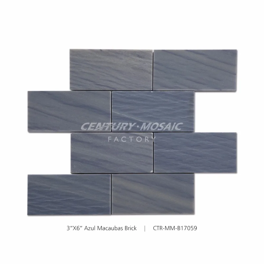 Century 3 x 6 Azul Macaubas Blue Marble Polished Subway Brick Tile