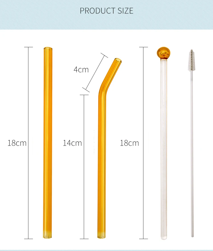 Reusable Borosilicate Color suck it up Drinking Glass Straws