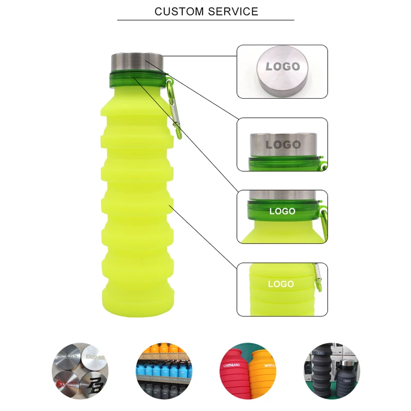 550ML Expandable Reusable Drinking Travel Fashion Collapsible Silicone Foldable Water Bottle