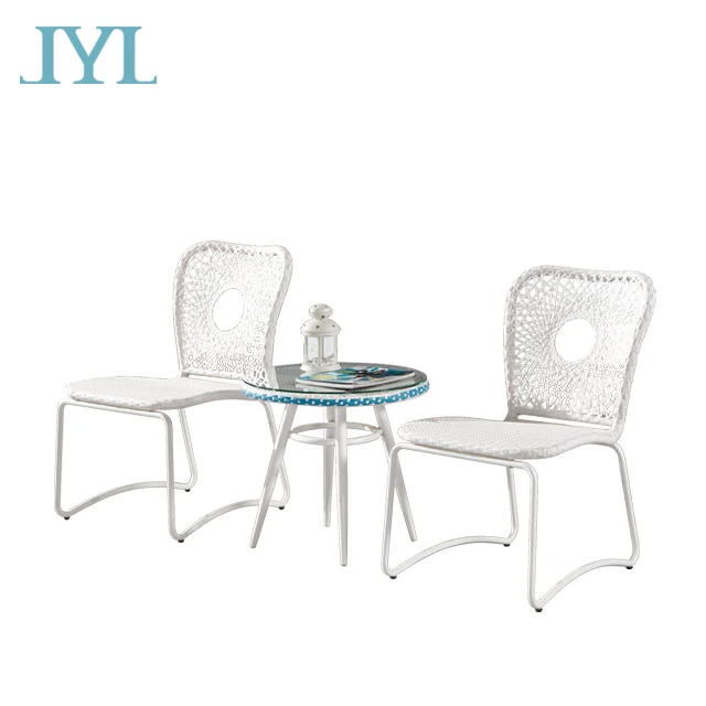 Newest small balcony outdoor rattan round table garden 3 pcs set