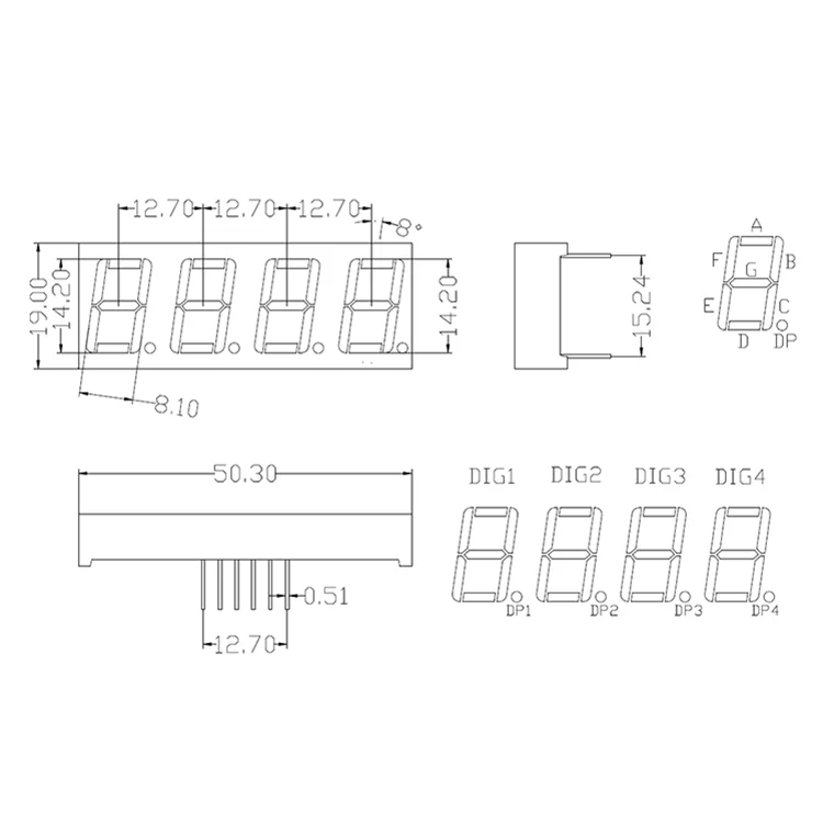 High quality at a reasonable price 0.56 inch 7 segment 4 bit  display clock second dot