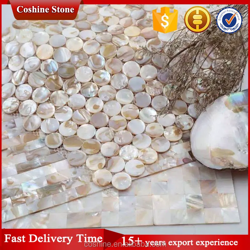 North america Designer home decor penny round shell mosaic tiles